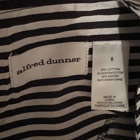 Alfred Dunner Cotton Blend black & white striped short sleeve blouse NWT - Picture 5 of 6
